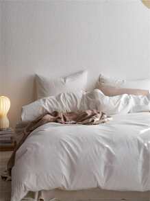 Solid Duvet Cover Set Without Filler - White - View 4