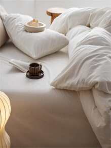 Solid Duvet Cover Set Without Filler - White - View 3