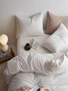 Solid Duvet Cover Set Without Filler - White - View 6