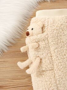 Bebé Pantalones con parche de dibujos animados con bolsillo teddy - Albaricoque - Ver 3