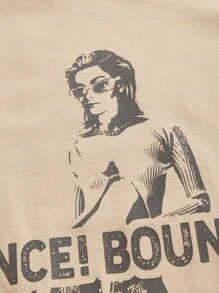 SHEIN EZwear Plus Letter & Figure Graphic Raglan Sleeve Tee - Multicolor - View 4