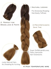 1pc Ombre Long Synthetic Hair Braid - Ombre - View 4