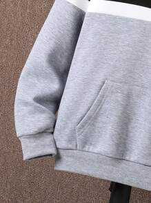 Chicos Pantalones deportivos con capucha con estampado de letra de color combinado con bolsillo de canguro sin camisa - Multicolor - Ver 6