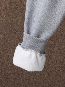 Chicos Pantalones deportivos con capucha con estampado de letra de color combinado con bolsillo de canguro sin camisa - Multicolor - Ver 8