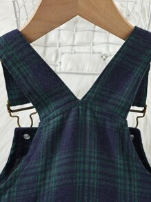Niñas Vestido overol de cuadros bajo con fruncido - Multicolor - Ver 5