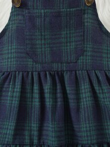 Niñas Vestido overol de cuadros bajo con fruncido - Multicolor - Ver 6