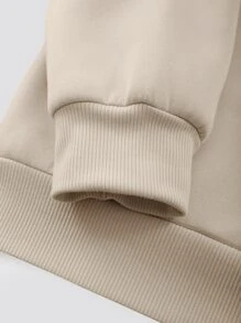 SHEIN EZwear Plus Cartoon Graphic Thermal Lined Sweatshirt - Apricot - View 3