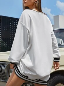 Muchica Quần áo thể thao nữ Lá thư Sọc Giải trí - trắng - Xem 10