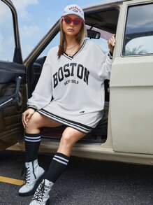 Muchica Quần áo thể thao nữ Lá thư Sọc Giải trí - trắng - Xem 11