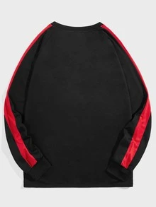 ROMWE MEN Hombres Camiseta con estampado de coche y letra de manga raglán - Negro - Ver 2