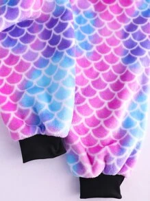 Teen Girl Fish Scales Print Drop Shoulder Sweatshirt & Joggers - Multicolor - View 4