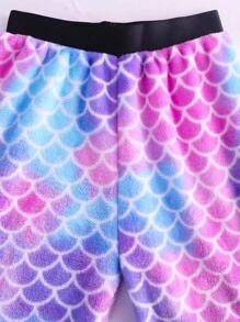 Teen Girl Fish Scales Print Drop Shoulder Sweatshirt & Joggers - Multicolor - View 5