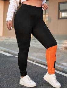 SHEIN EZwear Plus Letter Graphic Leggings