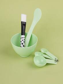 RAFA Set herramientas de cepillo para mezclar cara de 6 piezas, kit de herramientas de mezcla de hoja facial 6 en 1 con 3 cucharas medidoras, tazón de hoja facial de 1 pieza, espátula de palo de hoja facial de 1 pieza, cepillos de cara de 1 pieza, combinación muy completa para regalar con paquete individual - Multicolor - Ver 2