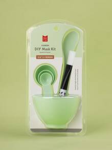 RAFA Set herramientas de cepillo para mezclar cara de 6 piezas, kit de herramientas de mezcla de hoja facial 6 en 1 con 3 cucharas medidoras, tazón de hoja facial de 1 pieza, espátula de palo de hoja facial de 1 pieza, cepillos de cara de 1 pieza, combinación muy completa para regalar con paquete individual - Multicolor - Ver 4