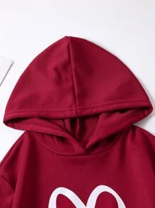 SHEIN 青少女心形印花連帽衫與汗褲 - 彩色 - 查看 3