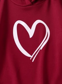 SHEIN 青少女心形印花連帽衫與汗褲 - 彩色 - 查看 4