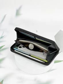 Hombres Monedero largo con estampado de letra - Negro - Ver 3