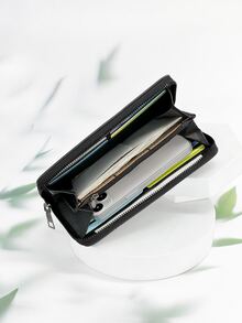 Hombres Monedero largo con estampado de letra - Negro - Ver 4