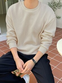 DAZY Men Letter Patched Drop Shoulder Sweatshirt,Fall Clothes - Khaki - View 3