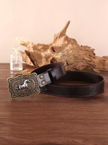 Horse Decor Geometric Buckle Belt