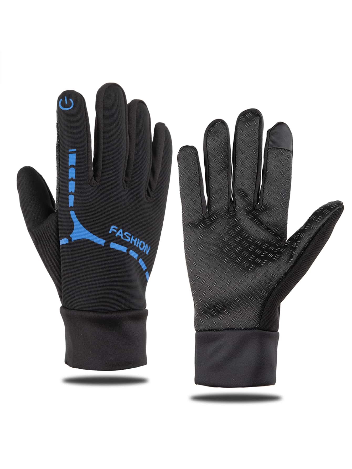 1雙字母圖案戶外騎行手套 - 黑色 - 查看 1