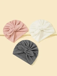 3pcs Baby Knot Decor Turban Hat - Multicolor - View 3
