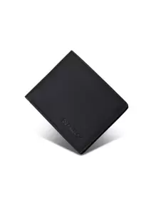 Billetera corta minimalista de hombre de PU con múltiples ranuras para tarjetas, bolsillo para monedas, titular de licencia de conducir y compartimentos para billetes, regalo ideal para novios, estudiantes y hombres de estilo antiguo - Negro - Ver 2