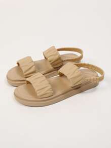 Ruched Band Slingback Sandals - Camel - View 8
