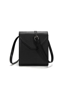 复古翻盖斜挎包，防水 PU 皮革，简约纯色，大容量，休闲商务街头风格男士小方包，男孩，垂直手机袋圣诞节男士包情人节礼物复古单肩包礼品包斜挎包春季复古包学校用品办公包单肩包小包身体包侧包 - 黑色 - 查看 5