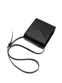 复古翻盖斜挎包，防水 PU 皮革，简约纯色，大容量，休闲商务街头风格男士小方包，男孩，垂直手机袋圣诞节男士包情人节礼物复古单肩包礼品包斜挎包春季复古包学校用品办公包单肩包小包身体包侧包 - 黑色 - 查看 7