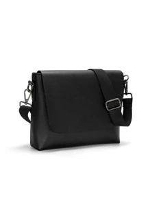 Mini Men Minimalist Flap Messenger Bag Sling Bag Sport Bag for High School University Student for Travel College School - Black - View 3