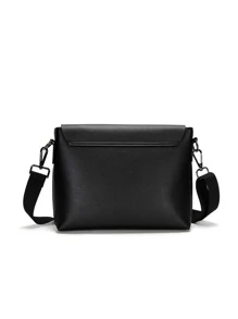 Mini Men Minimalist Flap Messenger Bag Sling Bag Sport Bag for High School University Student for Travel College School - Black - View 5