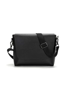 Mini Men Minimalist Flap Messenger Bag Sling Bag Sport Bag for High School University Student for Travel College School - Black - View 6