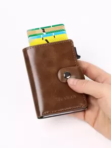 Wcarno 男士字母图案按扣礼物 送给父亲爸爸的礼物 轻便便携卡 身份证 白领人士 送给男性的礼物 节日 周年纪念 生日礼物 礼物配件 礼品卡夹 卡夹 钱包 名片夹 信用卡夹 卡片夹 女士 男士 迷你钱包 卡片钱包 - 摩卡棕 - 查看 1