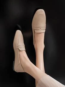 Mengshangli Ladies' Elegant Slip-on Loafers, Low Heel Flat Shoes