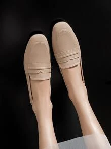 Mengshangli Ladies' Elegant Slip-on Loafers, Low Heel Flat Shoes