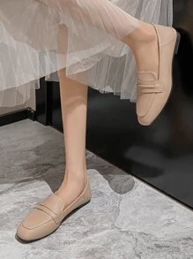 Mengshangli Ladies' Elegant Slip-on Loafers, Low Heel Flat Shoes