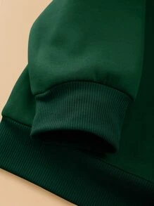 SHEIN EZwear Plus Beverage Print Thermal Lined Pullover - Dark Green - View 3