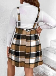 Calvaya Plus Plaid Print Pinafore Dress Without Jumper - Multicolor - View 2