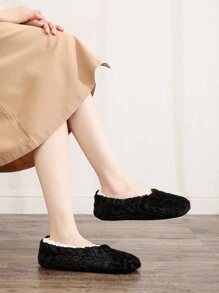 Ladies" Home Slippers With Random Pattern, Women Soft Bottom Shoes - Black - View 2