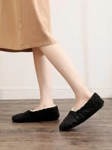Ladies" Home Slippers With Random Pattern, Women Soft Bottom Shoes - Black - View 3
