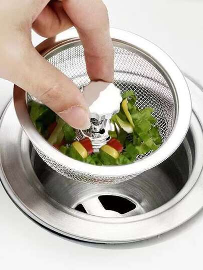 1 st avloppspluggar i rostfritt stål för diskho, filter med plugg, vattenfilter i rostfritt stål för kök, slaggnät för tvättställ, badrumstillbehör för badrum, badrumsverktyg