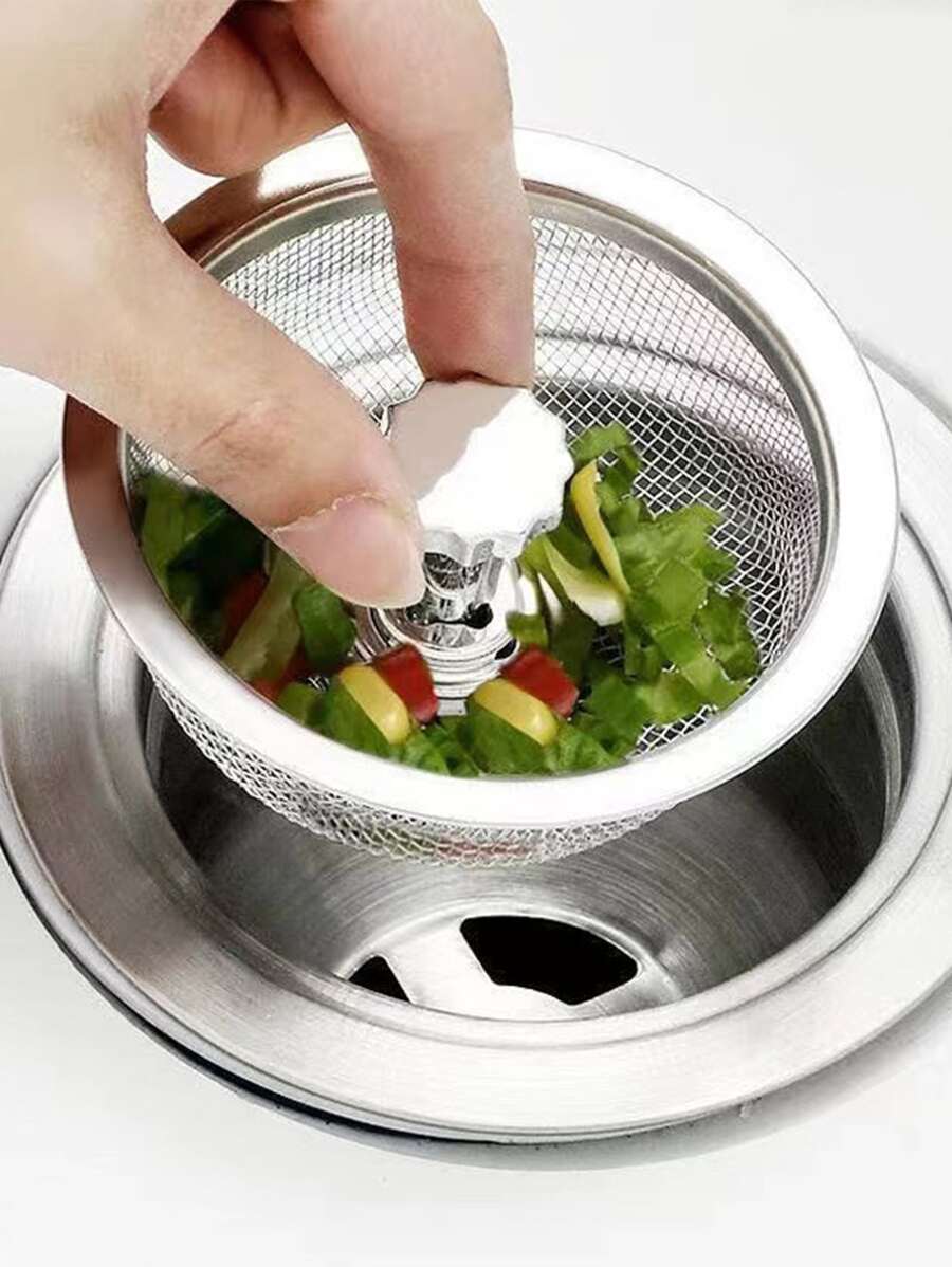 1pc Stainless Steel Sink Drain Stopper, Sink Filter With Plug, Kitchen Stainless Steel Water Filter, Wash Basin Slag Screen Bathroom Bathroom Accessories Bathroom Tools