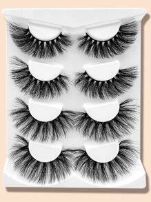 Golden Unwinding 4對厚風格人造貂皮真絲睫毛 - 黑色 - 查看 5