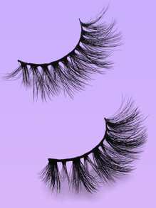 8對3D厚風格人造貂皮真絲假睫毛粉色包裝 - 黑色 - 查看 5