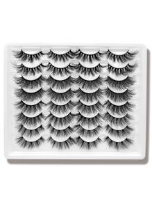 Golden Unwinding 16pairs Thick Style Faux Mink Mix Styles Silk Eyelashes - Black - View 2