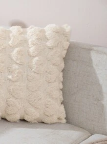 Funda de cojín sin relleno con corazón tufted de peluche - Beis - Ver 4