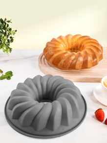 1Pc Silicone Fluted Colorful Cake Pan,Non Stick Chiffon Cake Mold,For Kitchen( update style ) - Grey - View 2