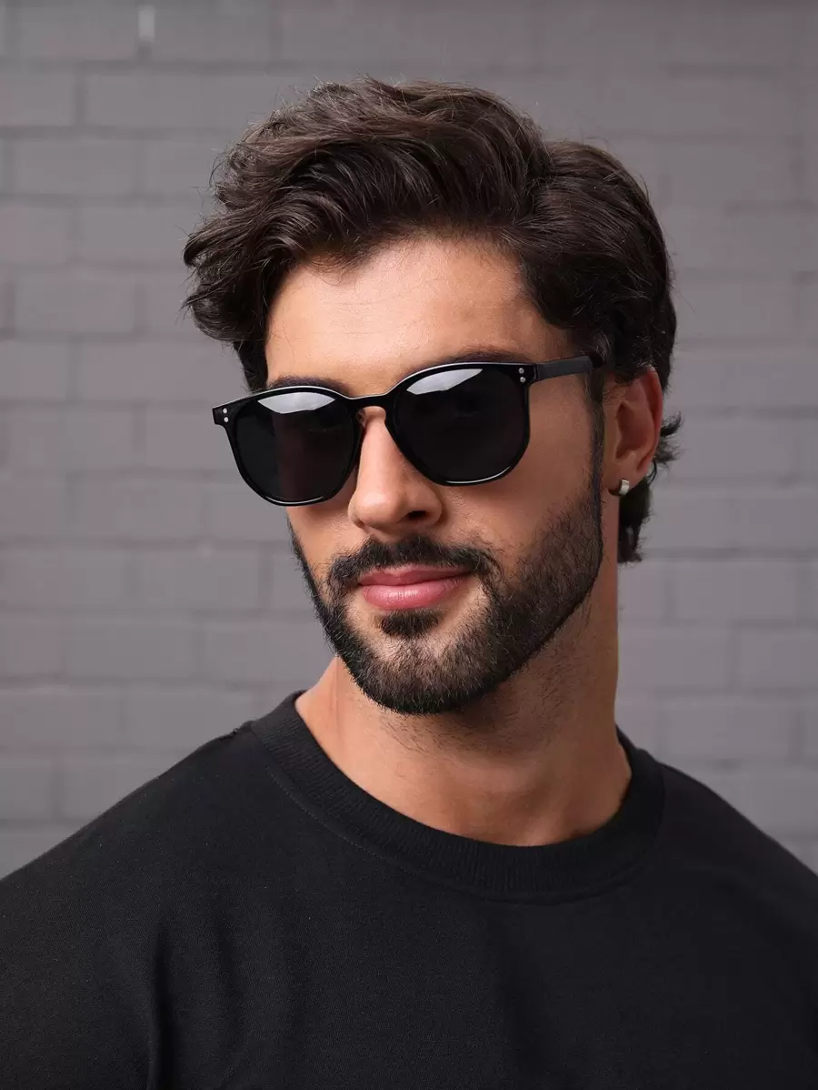1 Pair Fashionable & Versatile Men's Glasses, Suitable For Outdoor And Campus Wear, Create A Stylish School Look For Back-To-School Season - Black - View 1